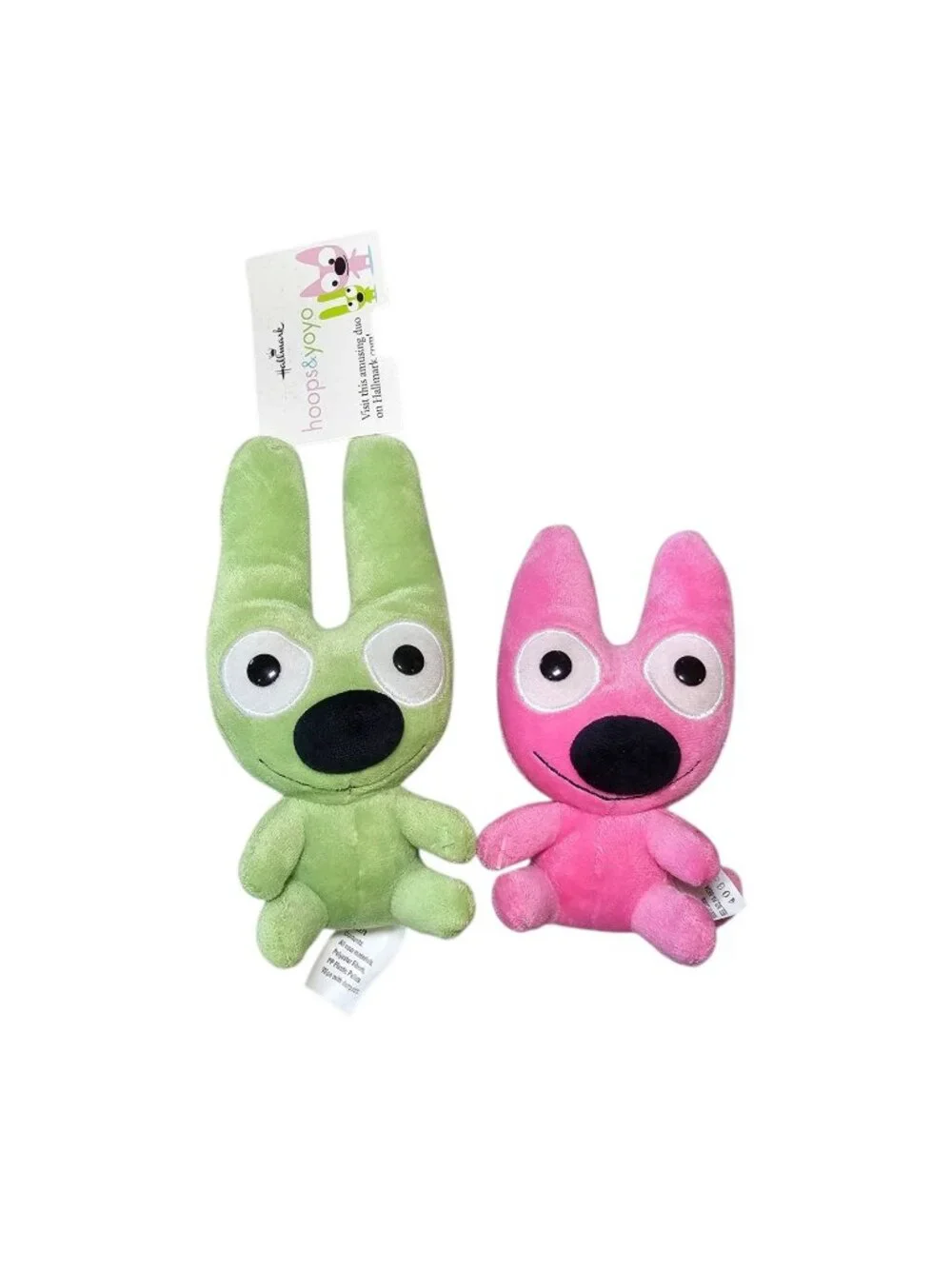 VTG Hoops and Yoyo Stuffed Plush Toys Set Green & Pink 6